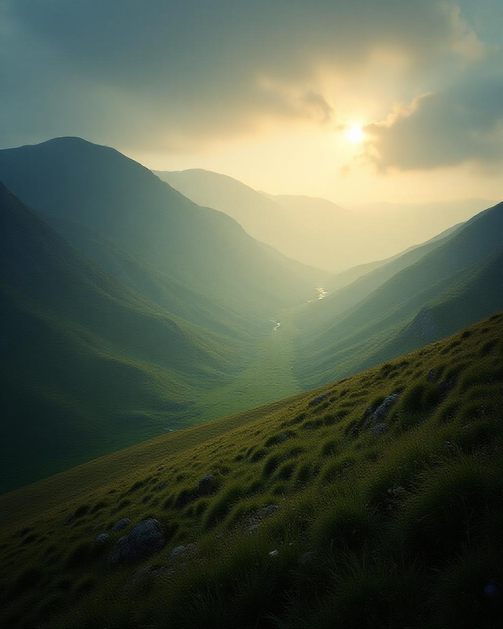 Stunning UK mountain landscape with mist